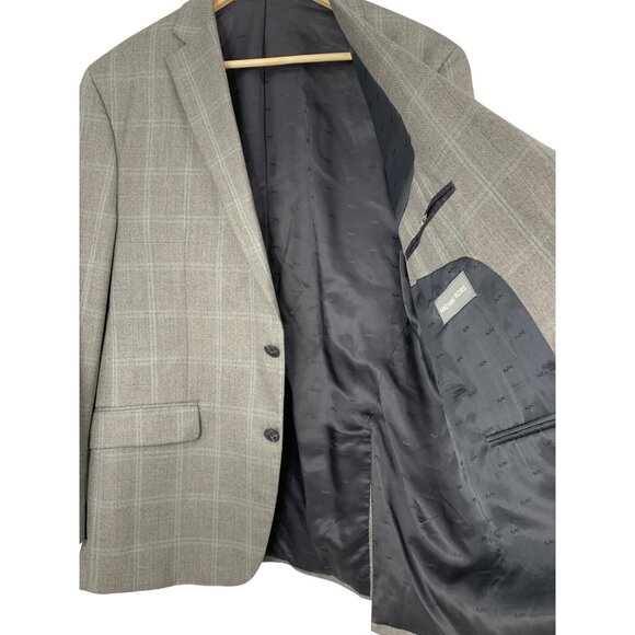 New Michael Kors Mens Grey Plaid Two-Button Blazer 44R Polyester Blend RH10466 - Picture 7 of 8